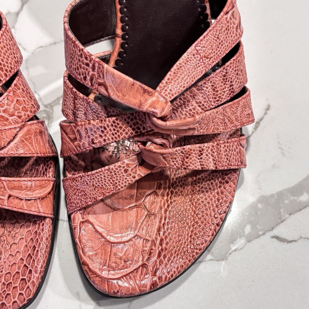 Franco Sarto Coral Snake Embossed Slide Slip on Sandals Heels Women's Size 8M - Picture 6 of 12